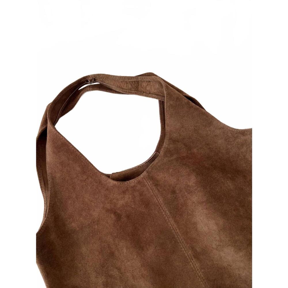 NEW ITALIAN'S LEATHER women's giannina suede leather tote bag in orange brown - Picture 2 of 2